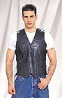 Plain Black Leather Vest w/ Side Laces